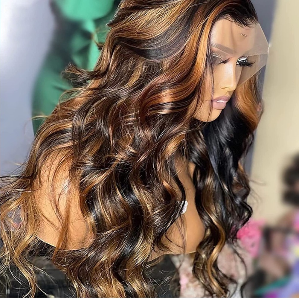 - 💫CASIE 22” BROWN & BLACK HIGHLIGHTS BODY WAVY LACE FRONT Wig *NEW*